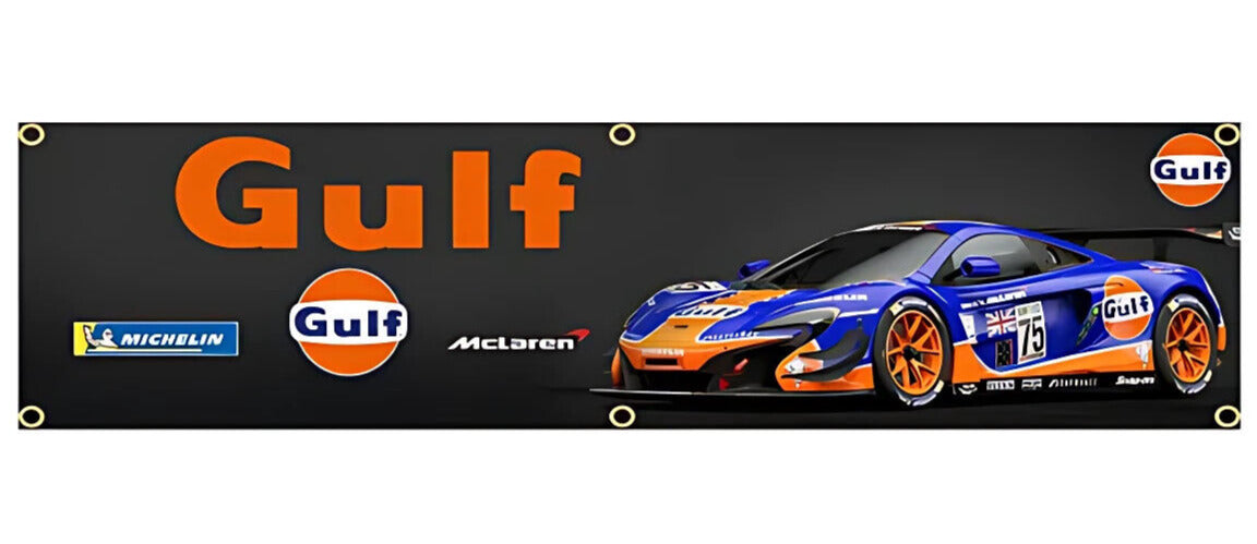 Gulf Racing Flag Banner 17.7" x 70" NEW! Home & Garden:Yard, Garden & Outdoor Living:Décor:Flags Cozy Home Treasures